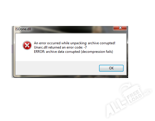 Архив поврежден код ошибки 7. Unarc-8.